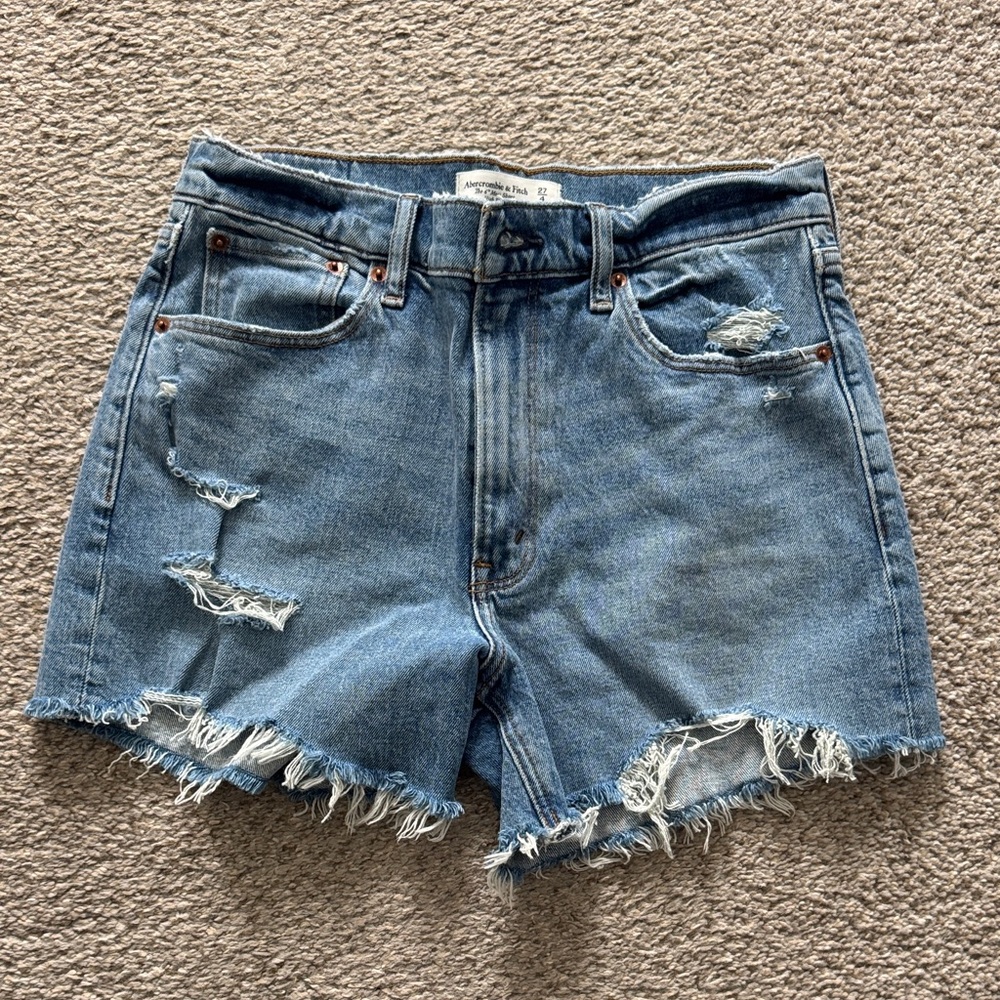 Abercrombie & Fitch Light Blue Distressed Jean Shorts